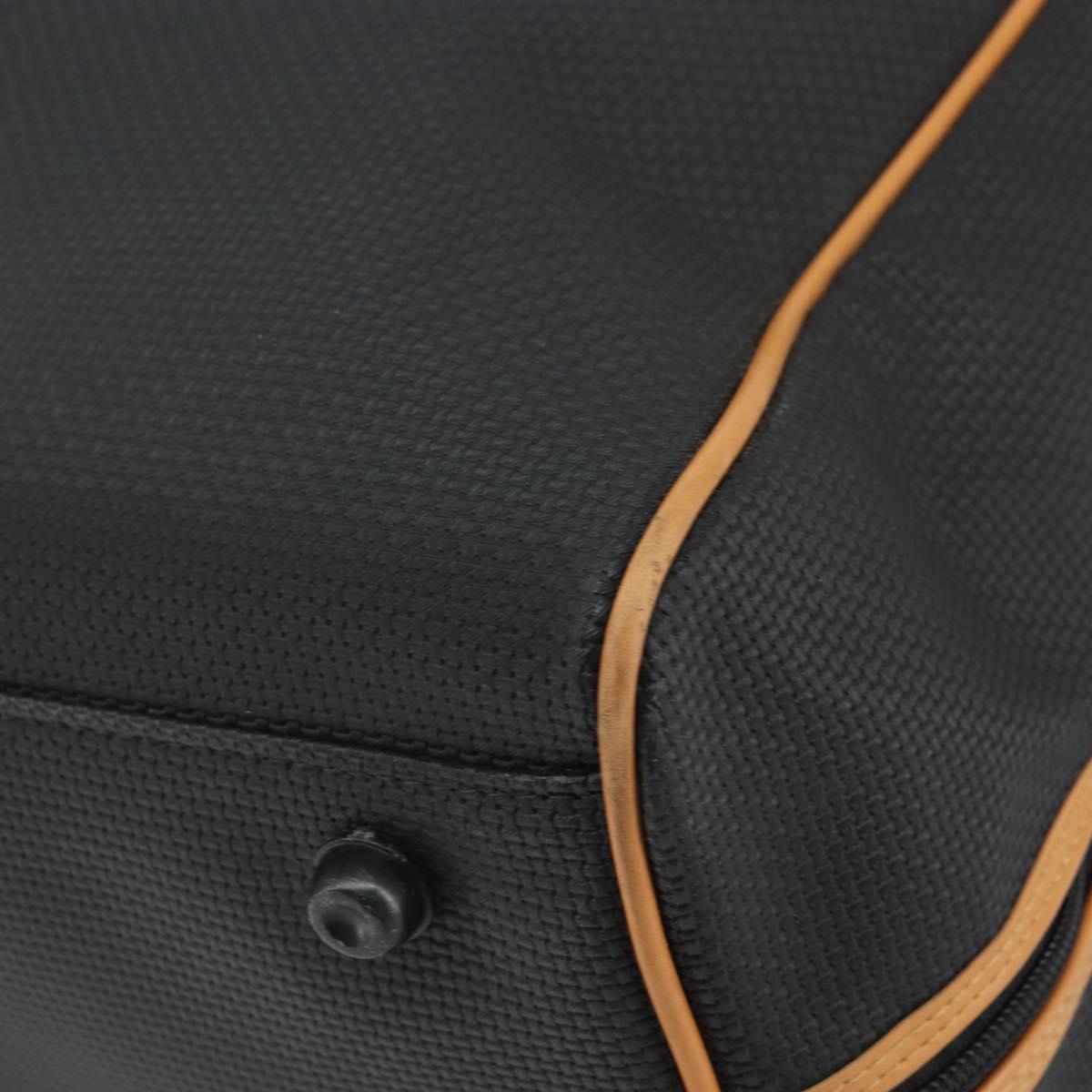 SAINT LAURENT Boston Bag PVC Canvas Black Brown gold Auth 158370