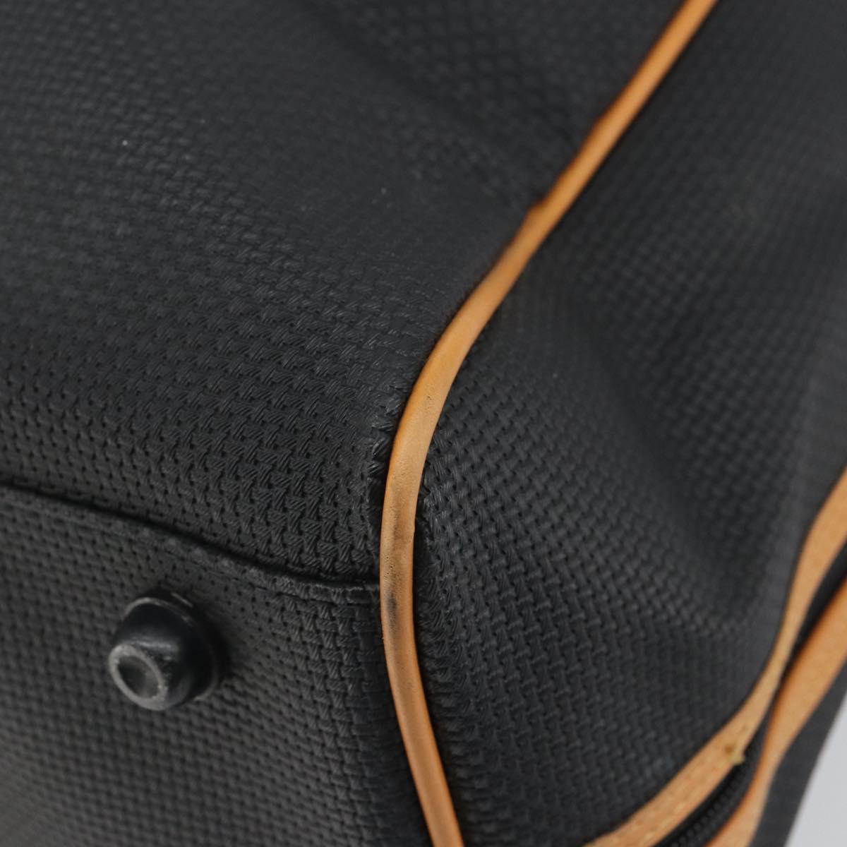 SAINT LAURENT Boston Bag PVC Canvas Black Brown gold Auth 158370