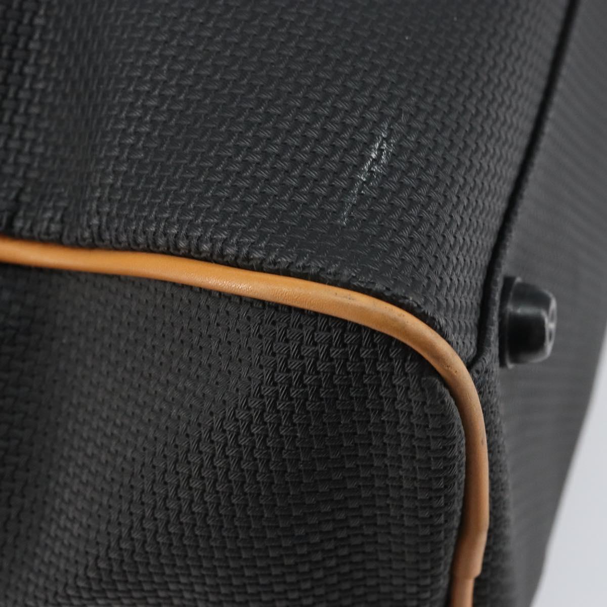 SAINT LAURENT Boston Bag PVC Canvas Black Brown gold Auth 158370