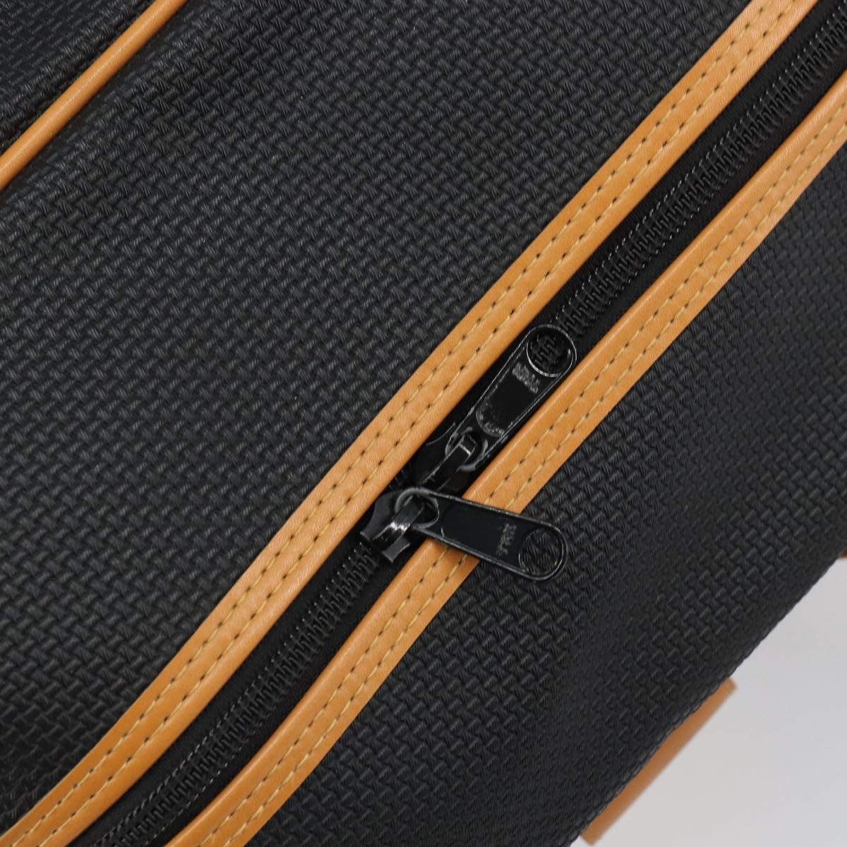 SAINT LAURENT Boston Bag PVC Canvas Black Brown gold Auth 158370