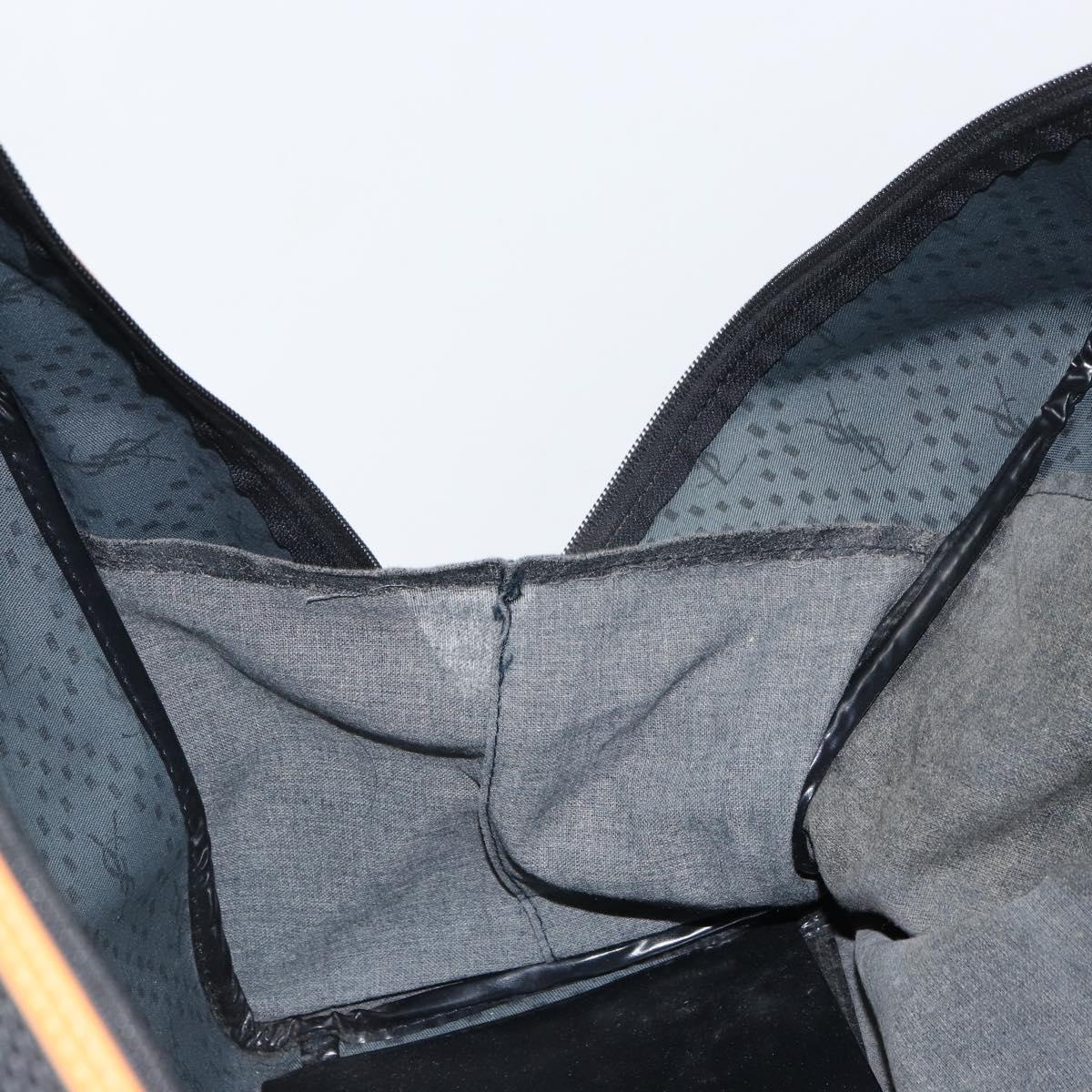 SAINT LAURENT Boston Bag PVC Canvas Black Brown gold Auth 158370