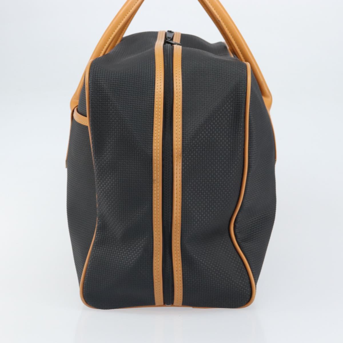 SAINT LAURENT Boston Bag PVC Canvas Black Brown gold Auth 158370