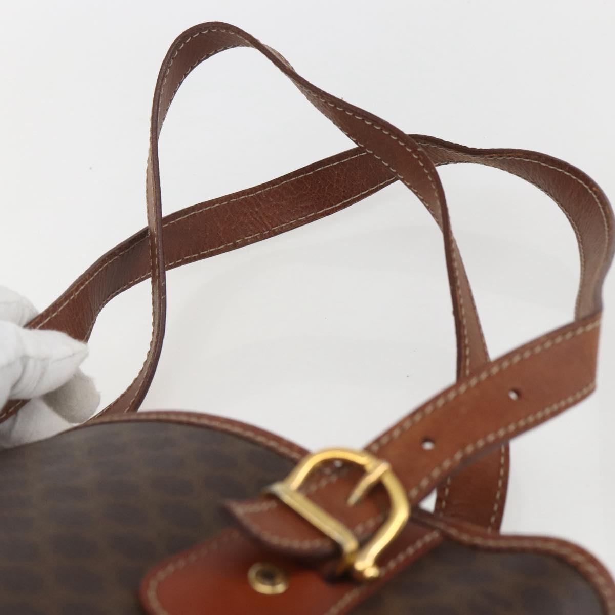 CELINE Macadam Canvas Tote Bag PVC Leather Brown Gold Auth 158371