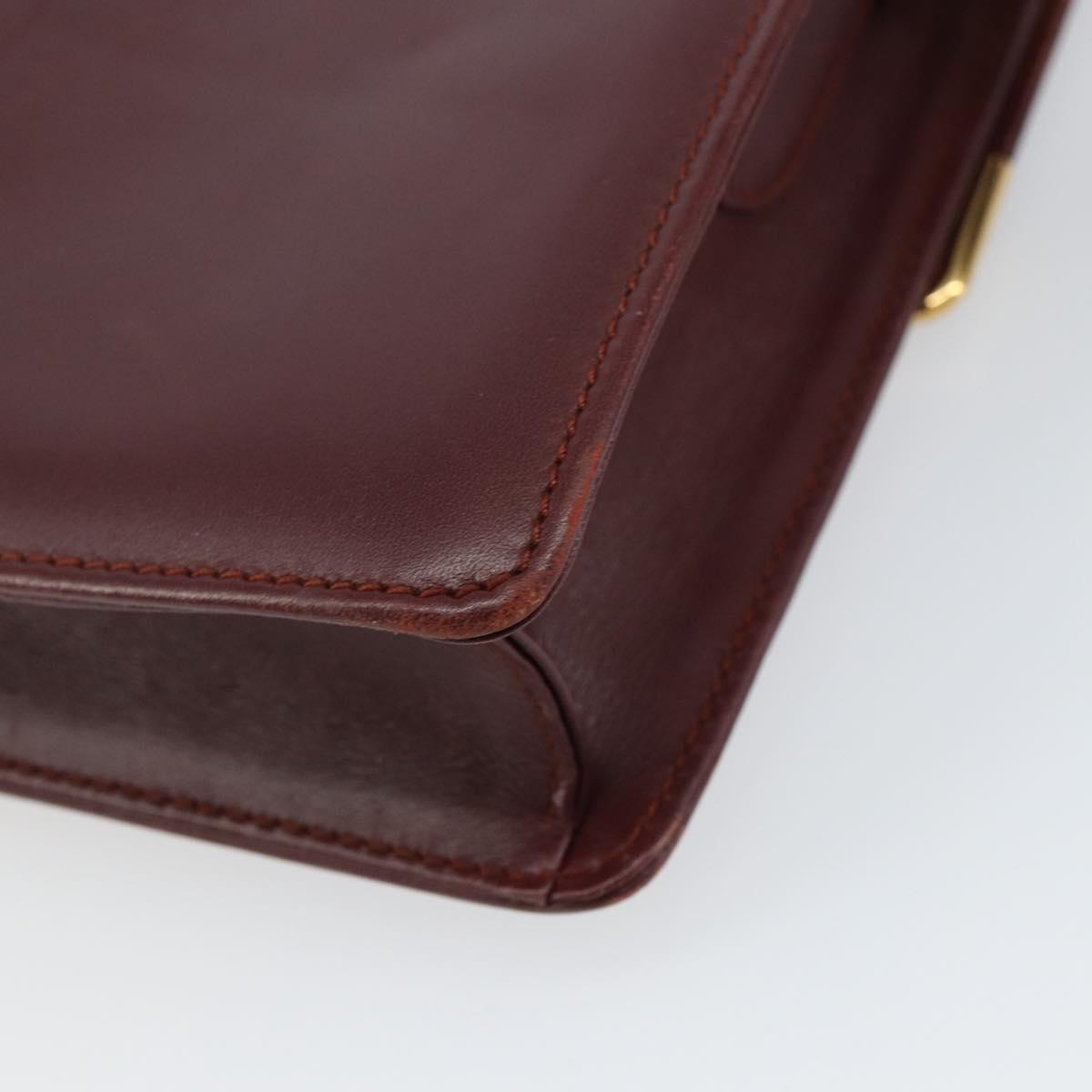 CARTIER Must Line Shoulder Bag Leather Bordeaux Gold Auth 158372