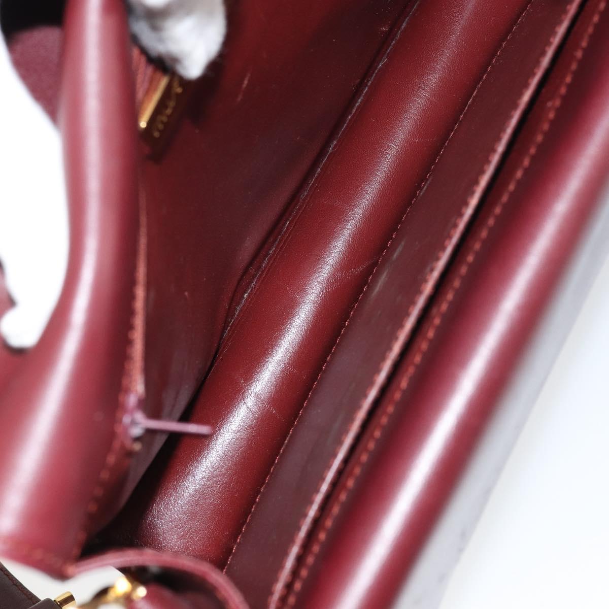 CARTIER Must Line Shoulder Bag Leather Bordeaux Gold Auth 158372