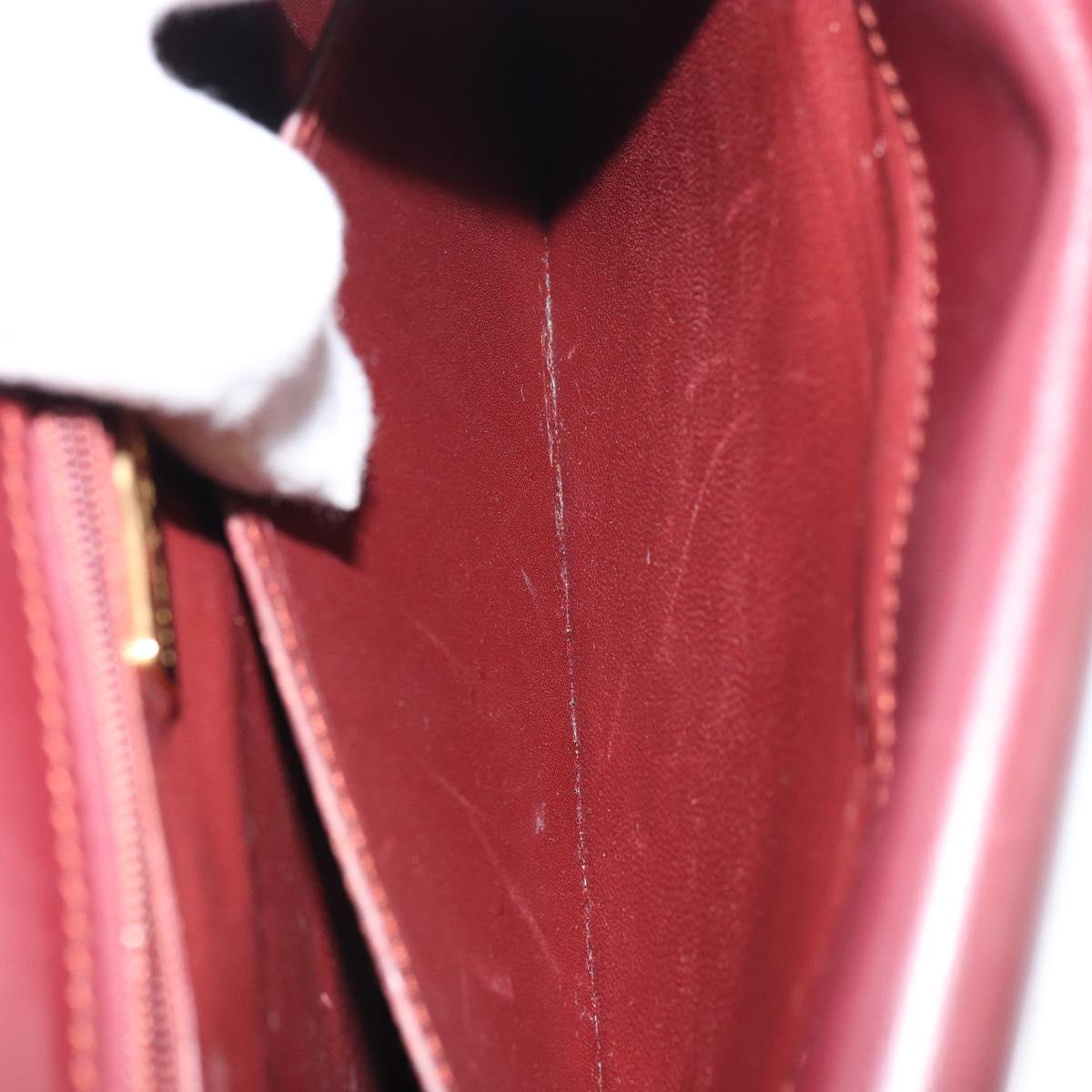 CARTIER Must Line Shoulder Bag Leather Bordeaux Gold Auth 158372