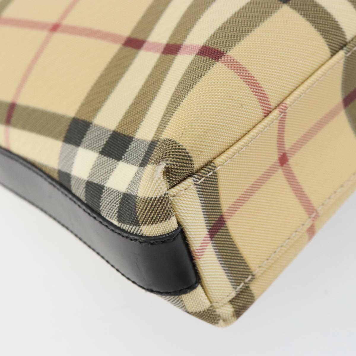 BURBERRY Nova Check Shoulder Bag PVC Beige Silver Auth 158373