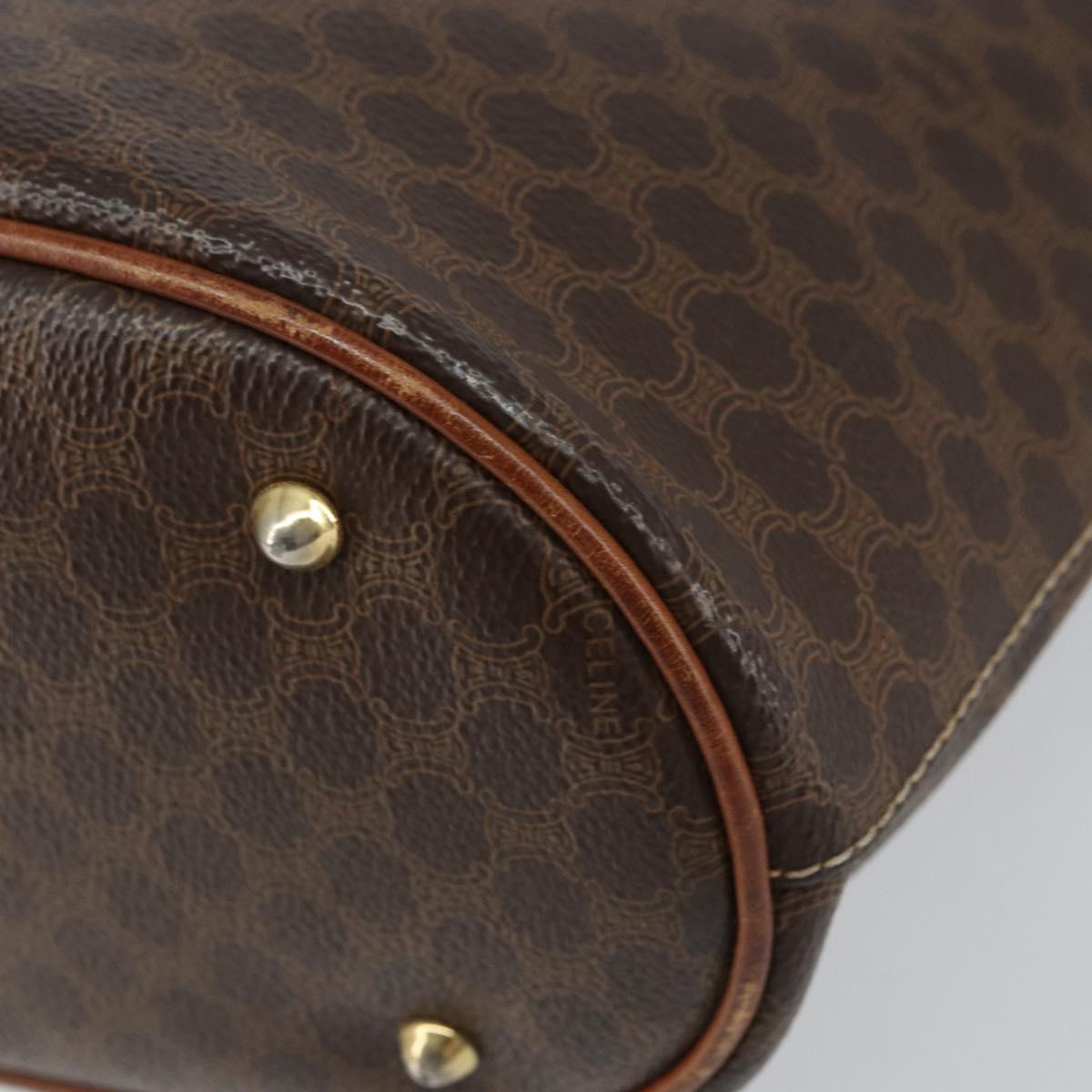 CELINE Macadam Canvas Tote Bag PVC Leather Brown Gold Auth 158377