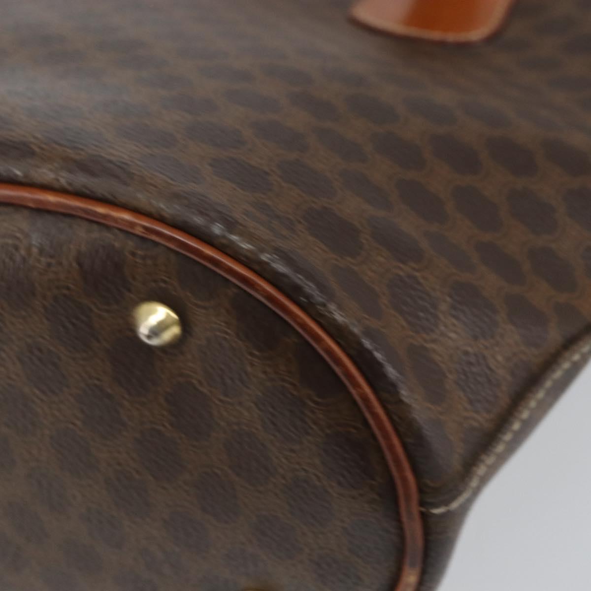 CELINE Macadam Canvas Tote Bag PVC Leather Brown Gold Auth 158377