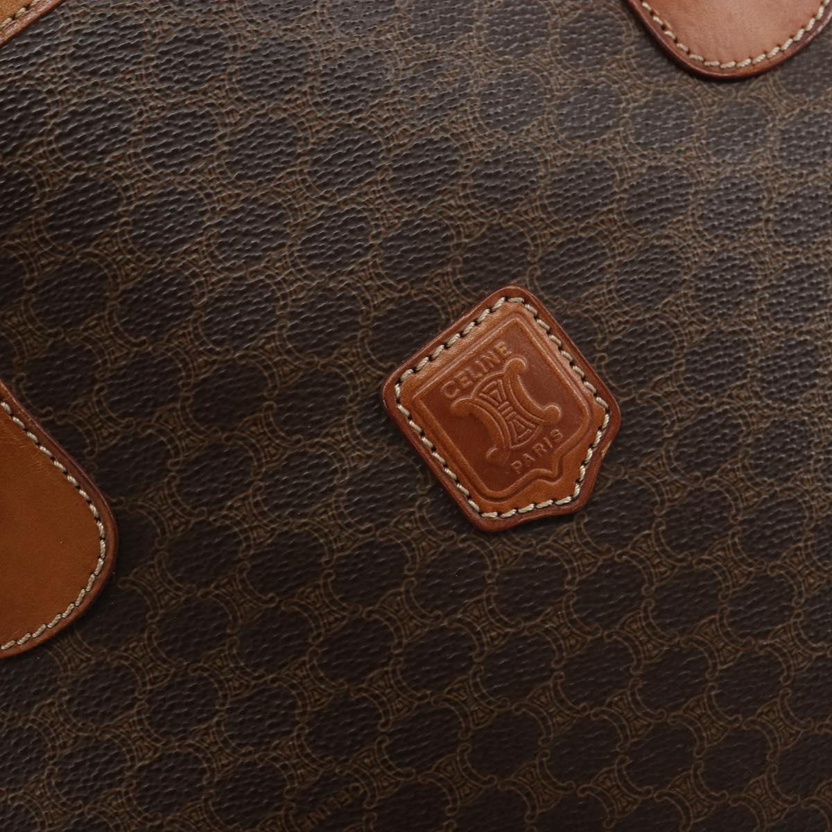CELINE Macadam Canvas Tote Bag PVC Leather Brown Gold Auth 158377