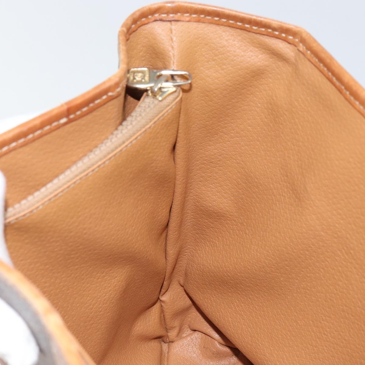 CELINE Macadam Canvas Tote Bag PVC Leather Brown Gold Auth 158377