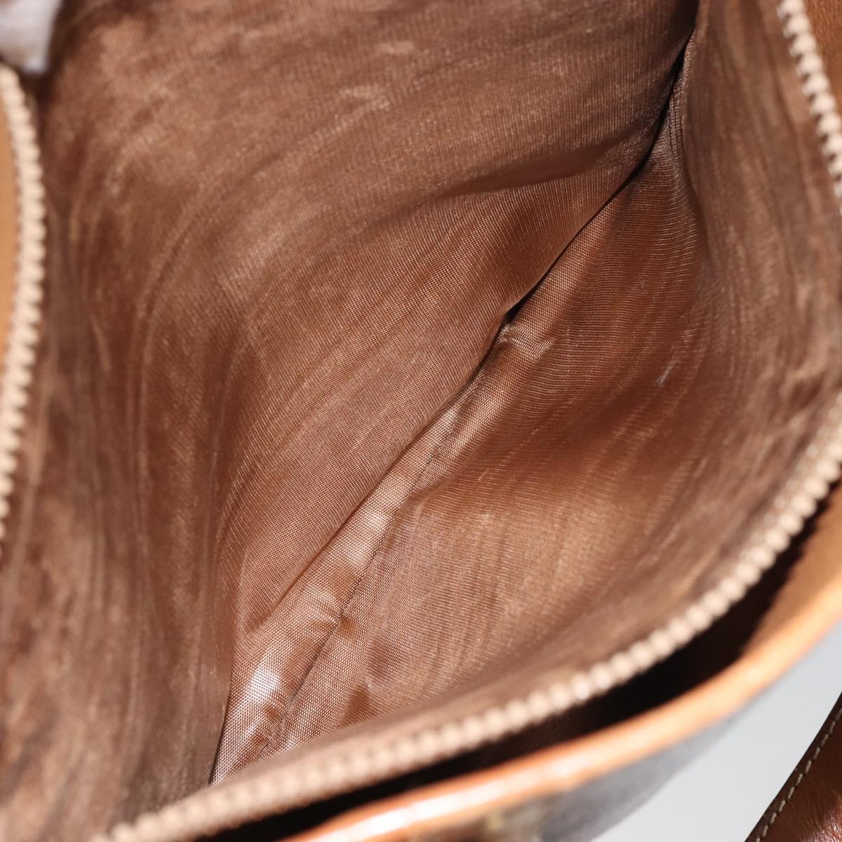 CELINE Macadam Canvas Tote Bag PVC Leather Brown Gold Auth 158377