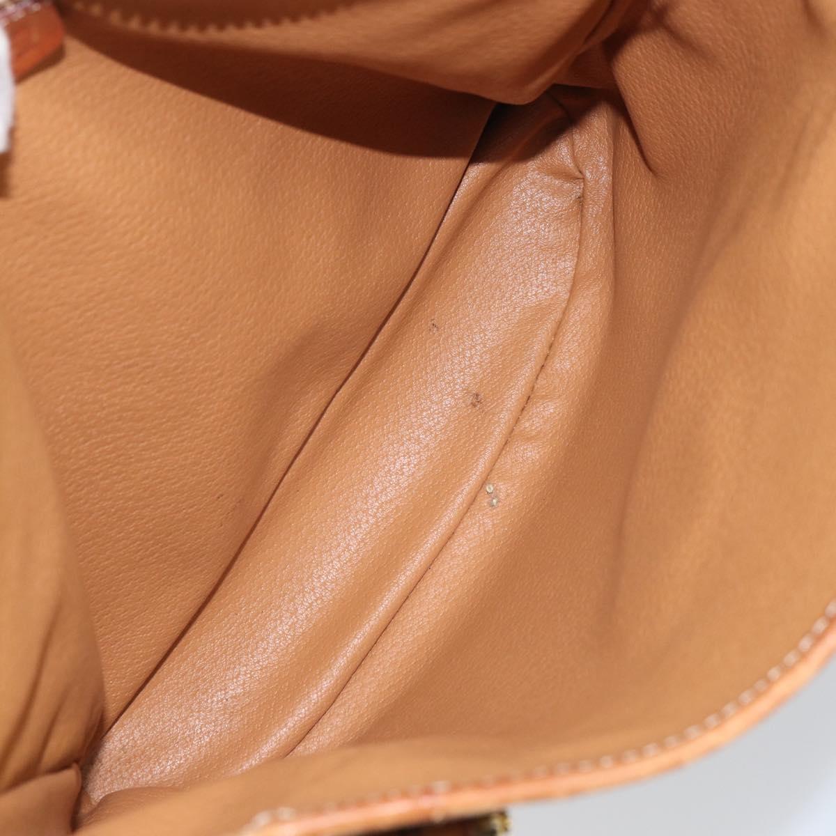 CELINE Macadam Canvas Tote Bag PVC Leather Brown Gold Auth 158377