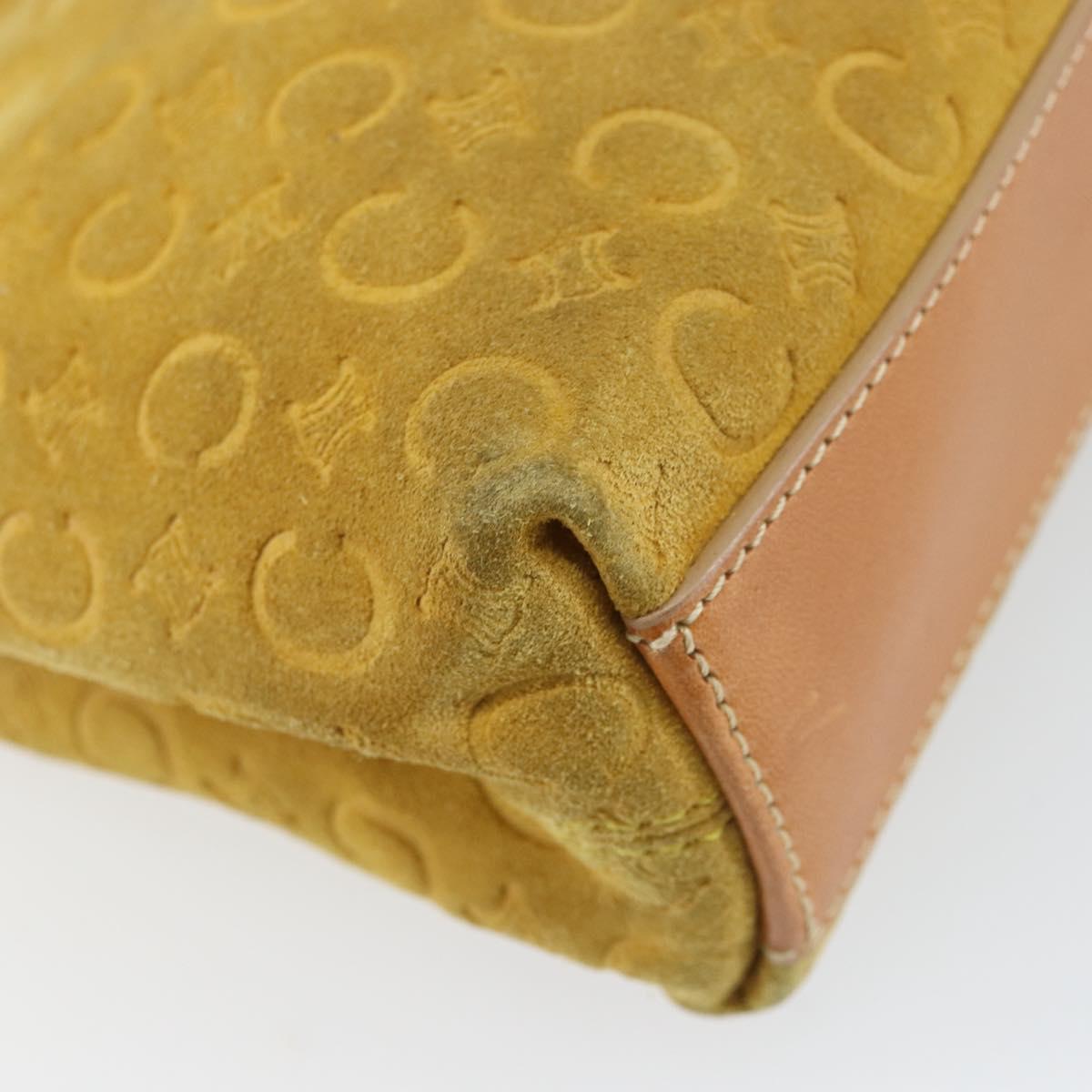 CELINE C Macadam Canvas Tote Bag Suede Yellow Gold Auth 158378