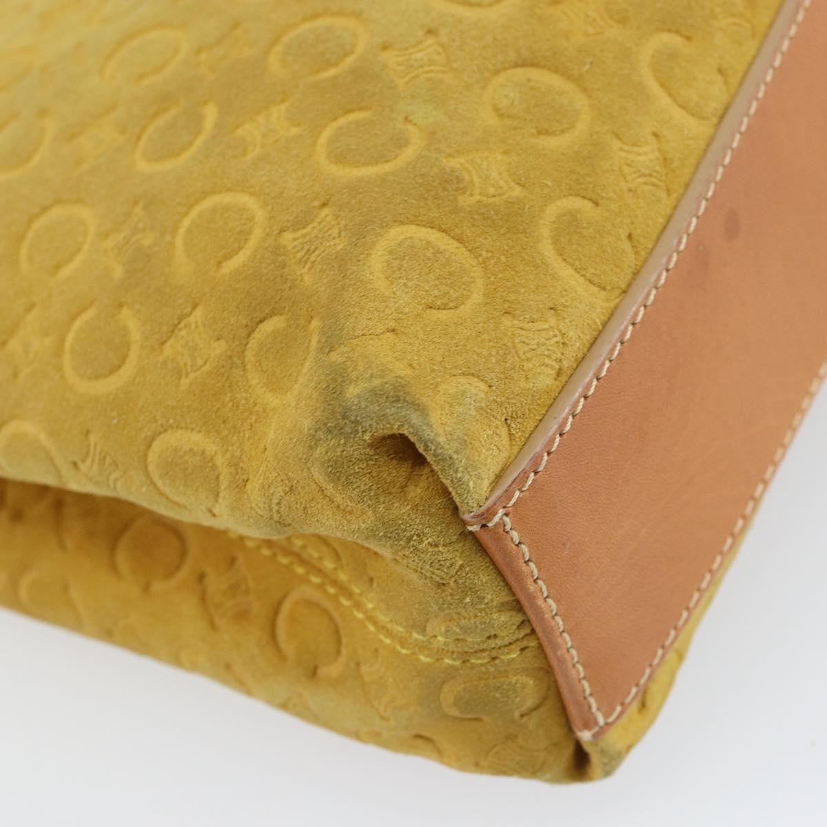 CELINE C Macadam Canvas Tote Bag Suede Yellow Gold Auth 158378