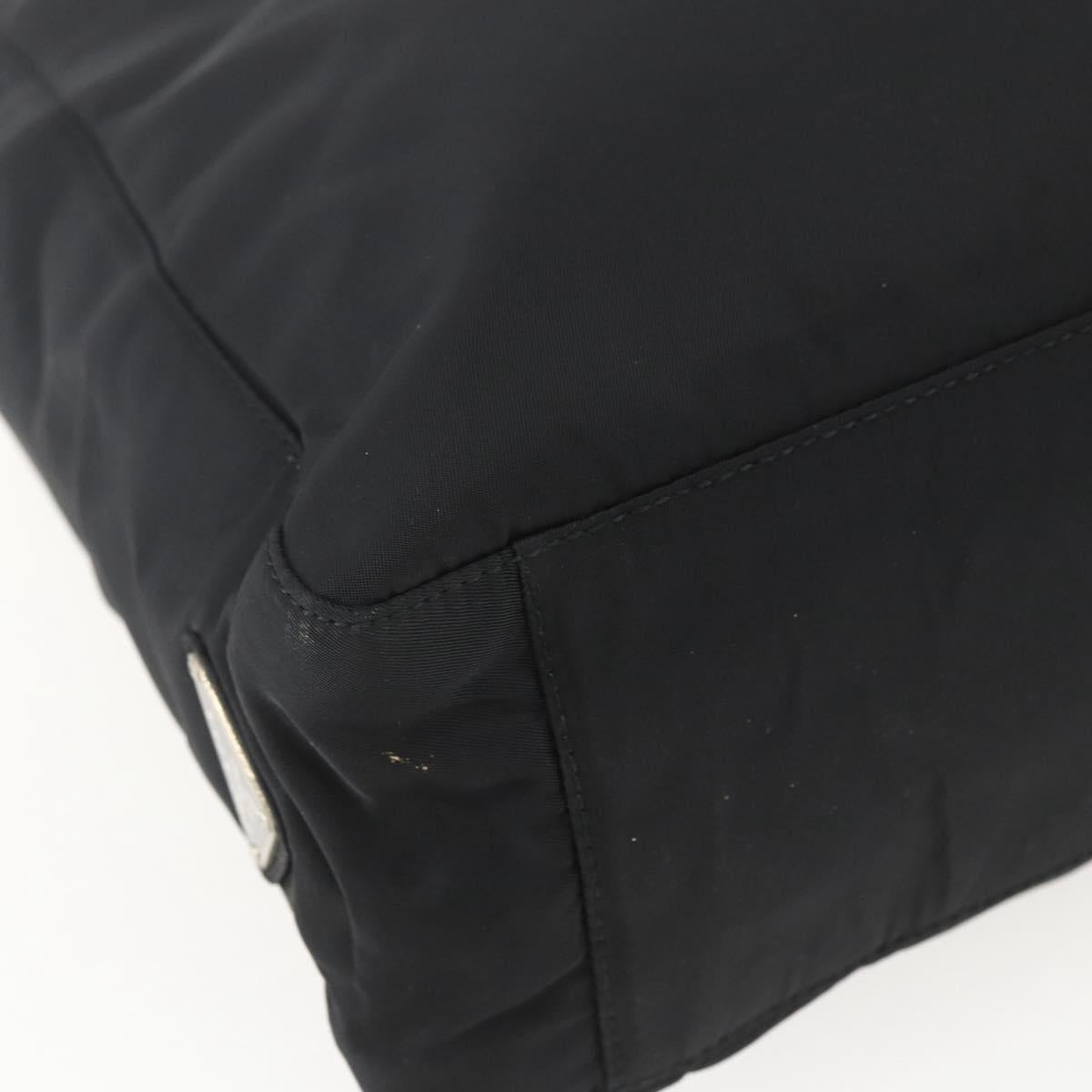 PRADA Tote Bag Nylon Black Silver Auth 158382