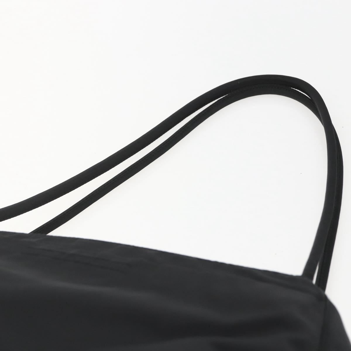 PRADA Tote Bag Nylon Black Silver Auth 158382
