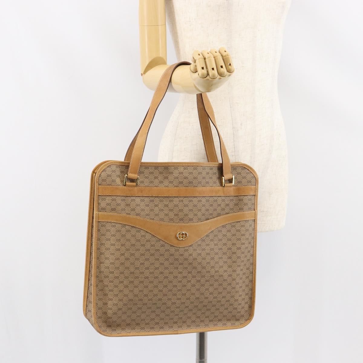 GUCCI Micro GG Supreme Tote Bag PVC Beige Gold 14 002 4428 Auth 158385