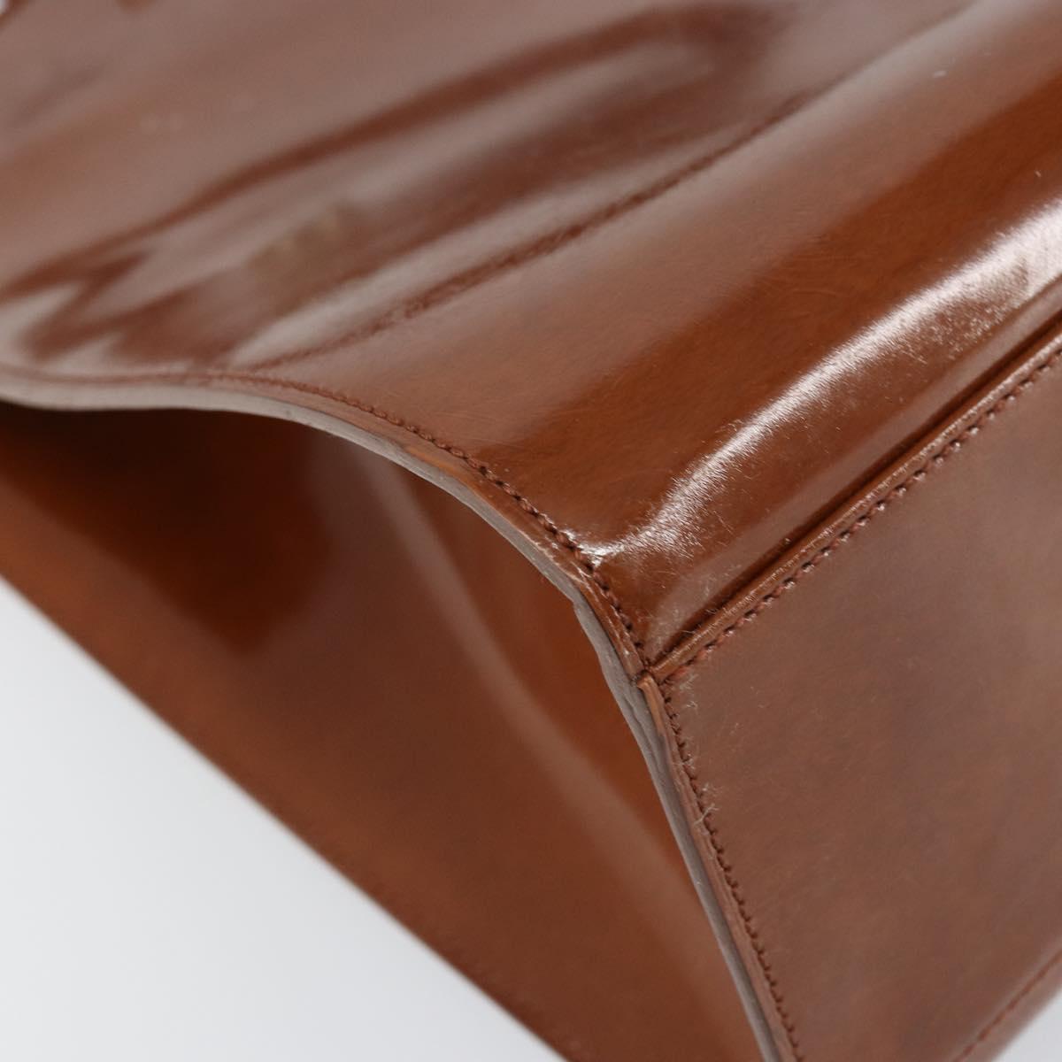 CARTIER PANTHERE Tote Bag Patent leather Brown Silver Auth 158387