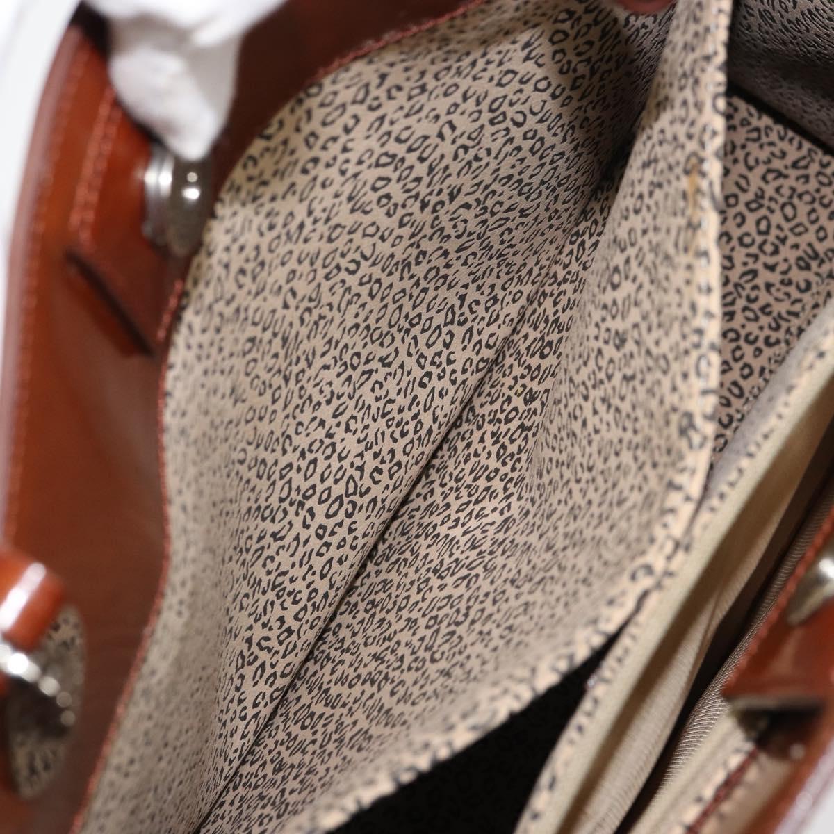 CARTIER PANTHERE Tote Bag Patent leather Brown Silver Auth 158387
