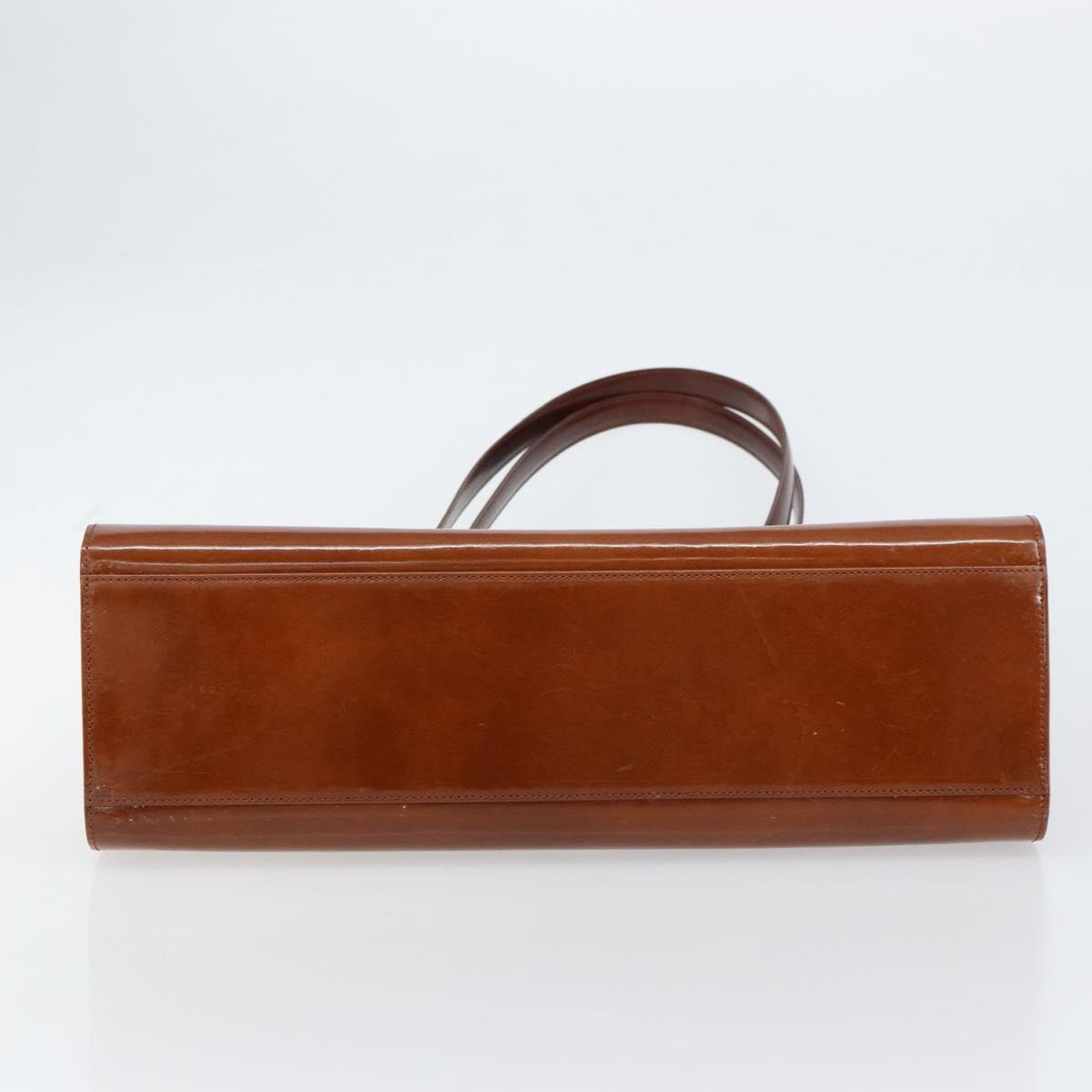 CARTIER PANTHERE Tote Bag Patent leather Brown Silver Auth 158387