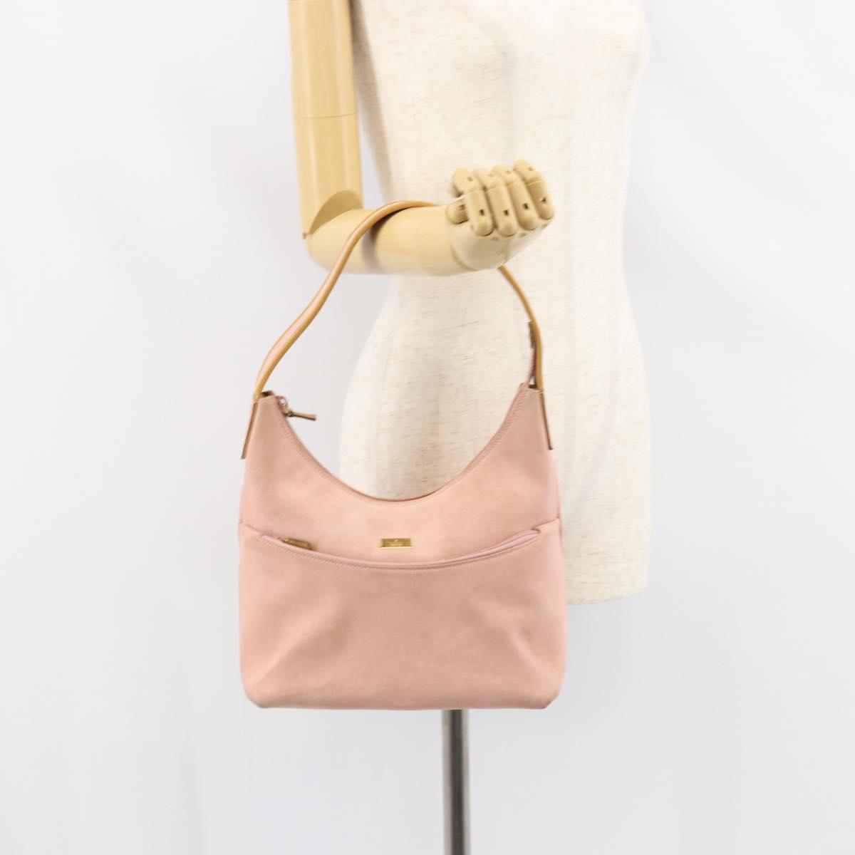 GUCCI Hand Bag Suede Pink Gold 001 3386 1705 Auth 158392