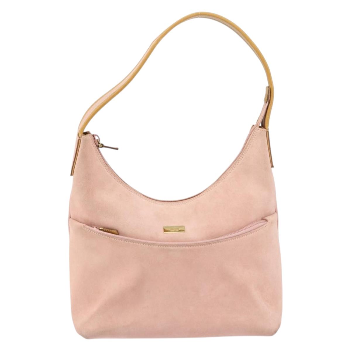 GUCCI Hand Bag Suede Pink Gold 001 3386 1705 Auth 158392