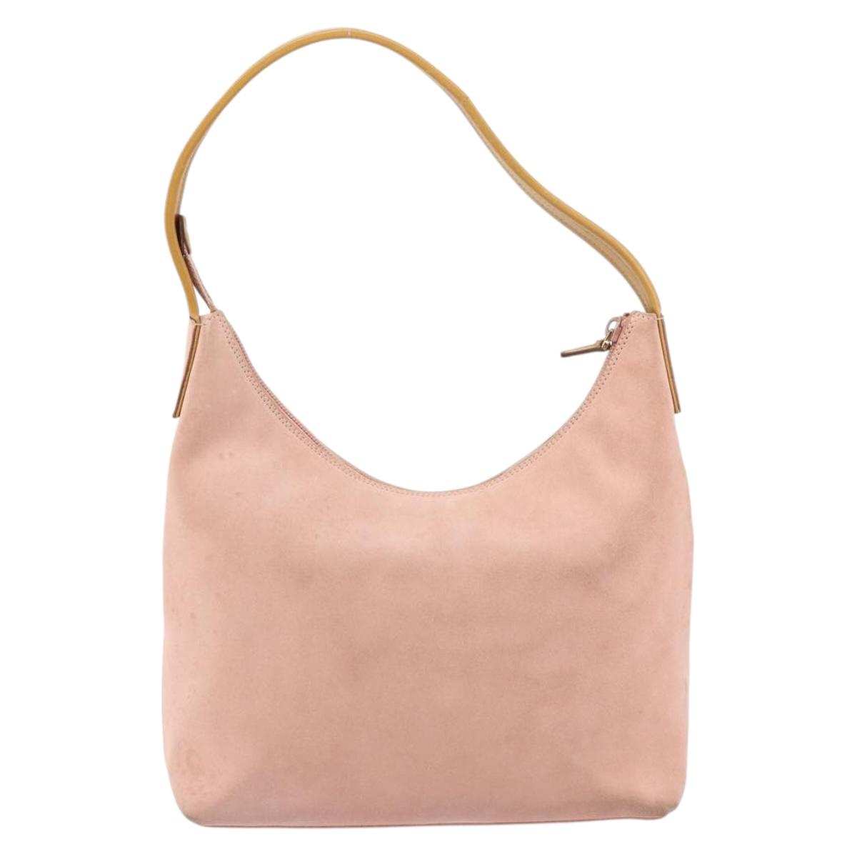 GUCCI Hand Bag Suede Pink Gold 001 3386 1705 Auth 158392