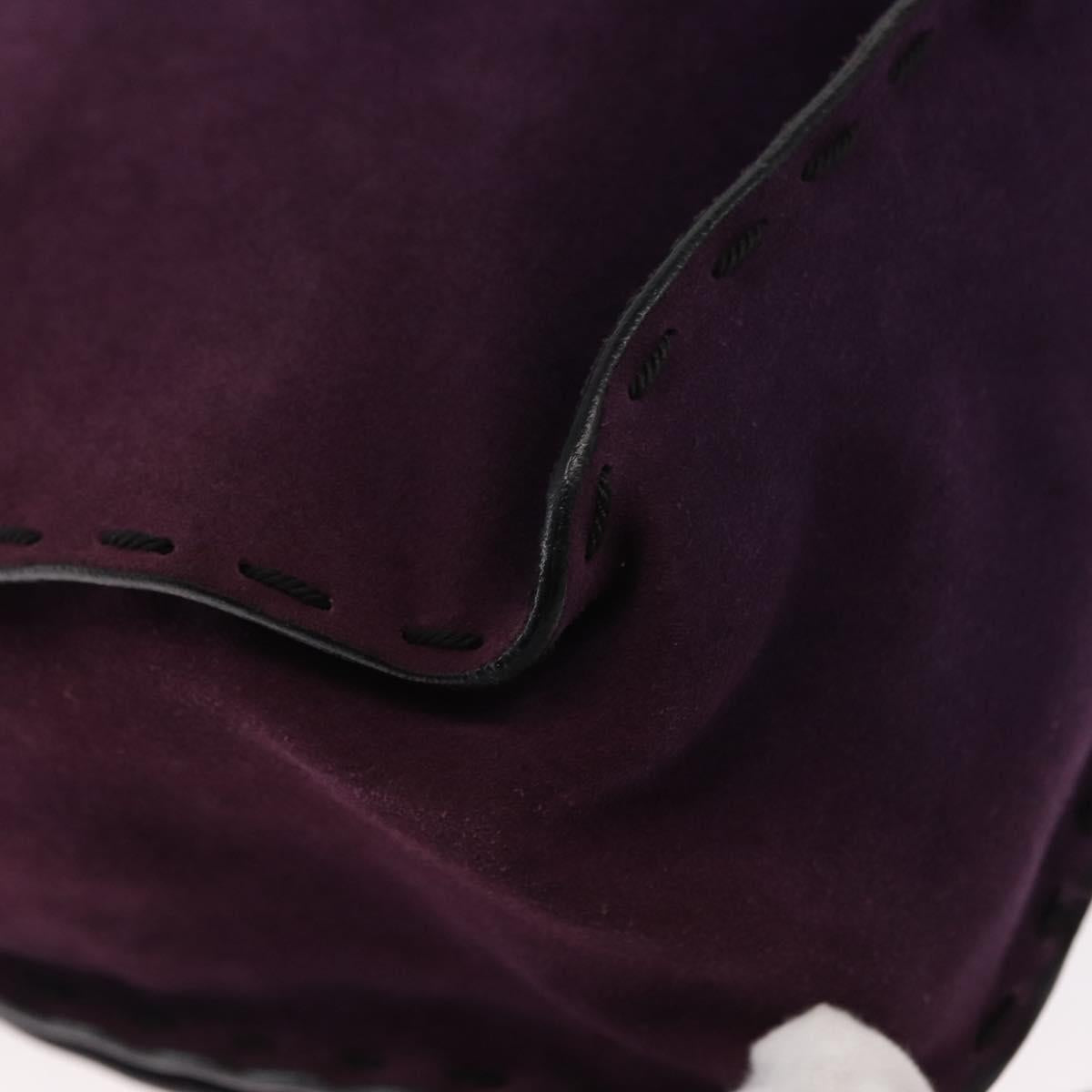 PRADA Shoulder Bag Suede Purple Gold Auth 158394