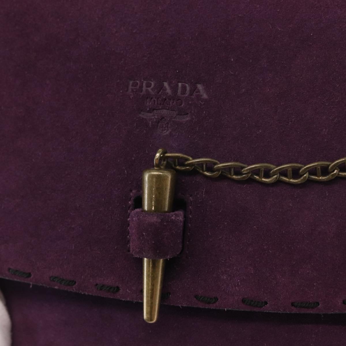 PRADA Shoulder Bag Suede Purple Gold Auth 158394
