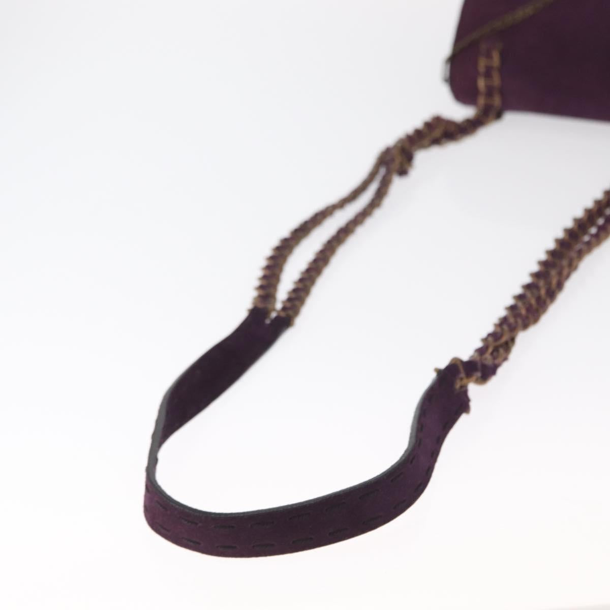 PRADA Shoulder Bag Suede Purple Gold Auth 158394