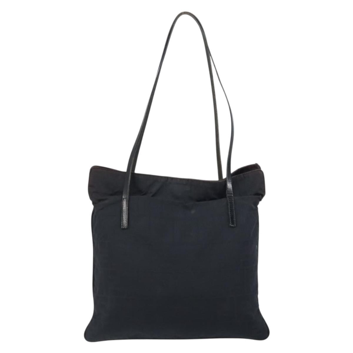 FENDI Zucca Canvas Tote Bag Black Silver Auth 158397
