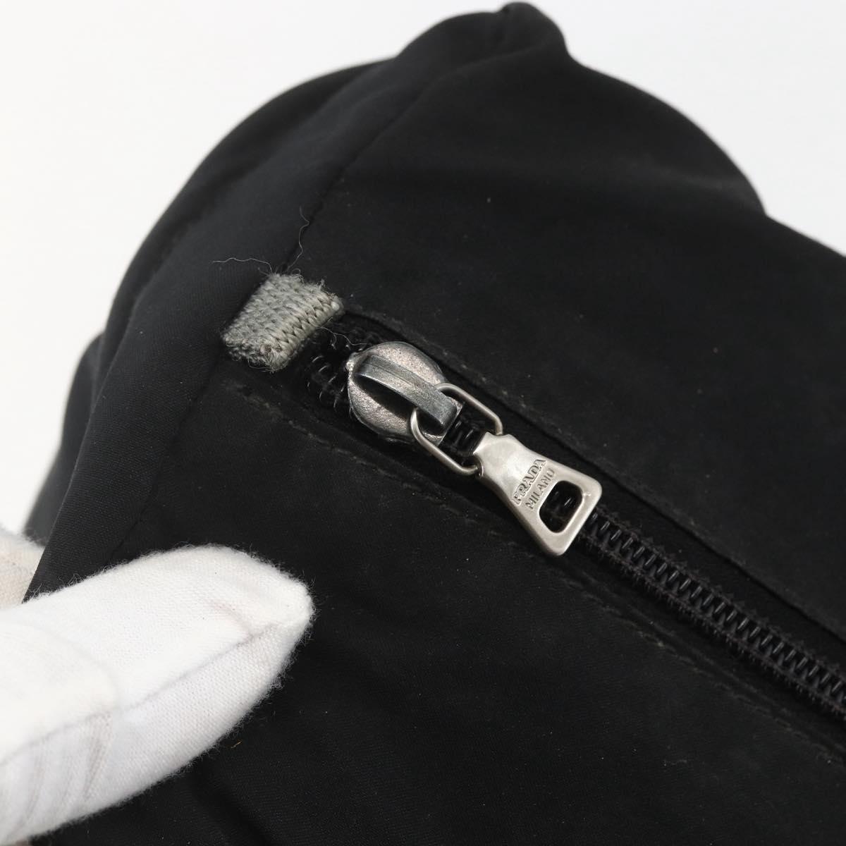PRADA Sports Hand Bag Nylon Black Silver Auth 158398
