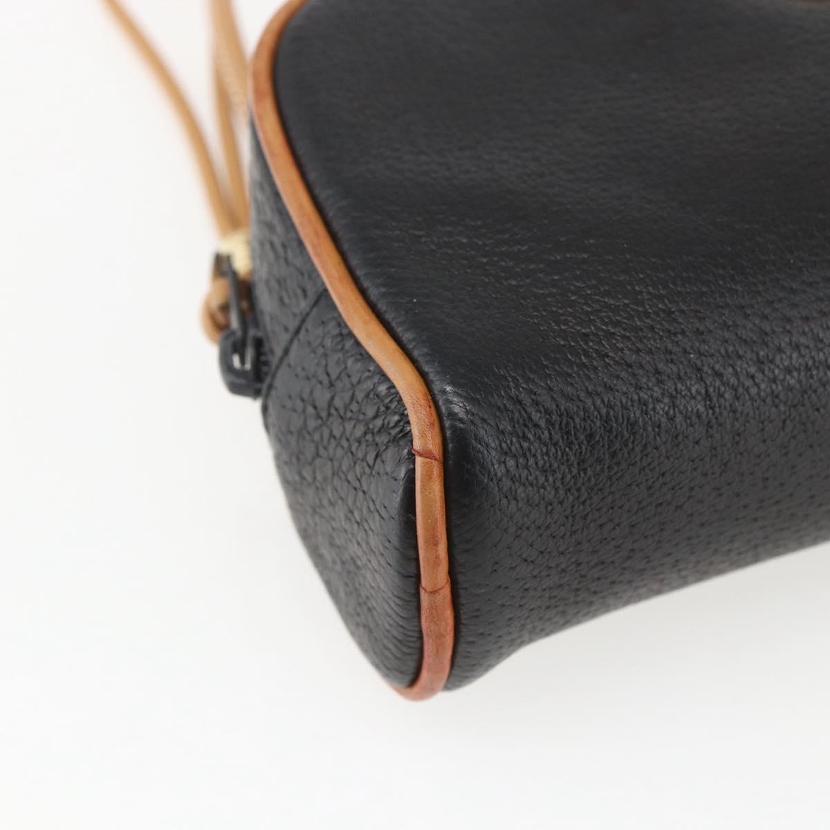 GUCCI Shoulder Bag Leather Black Gold Auth 158401
