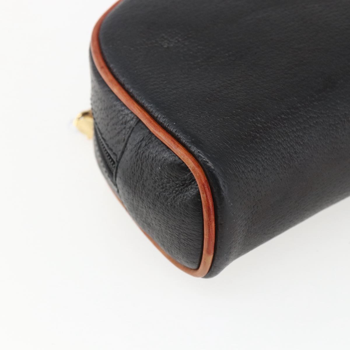 GUCCI Shoulder Bag Leather Black Gold Auth 158401