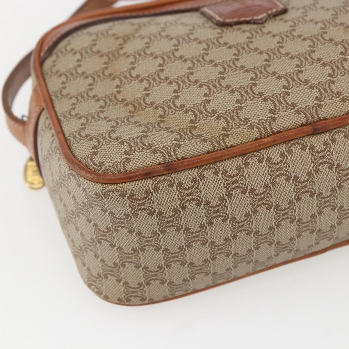 CELINE Macadam Canvas Shoulder Bag PVC Beige Gold Auth 158404