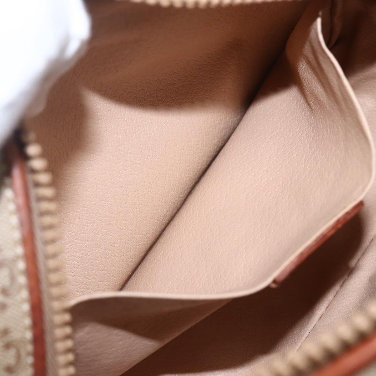 CELINE Macadam Canvas Shoulder Bag PVC Beige Gold Auth 158404