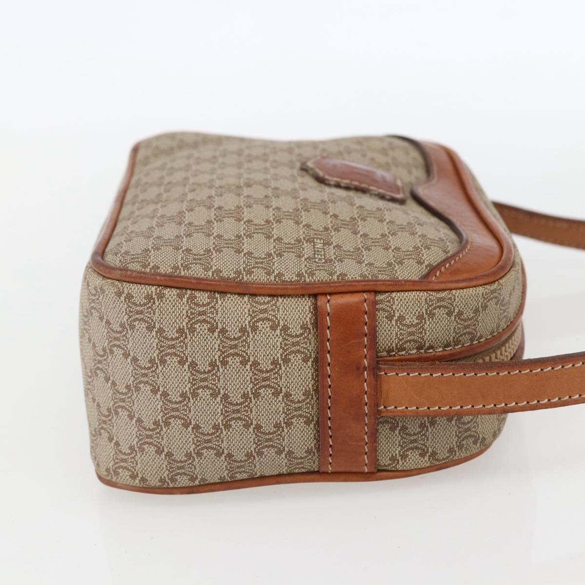 CELINE Macadam Canvas Shoulder Bag PVC Beige Gold Auth 158404