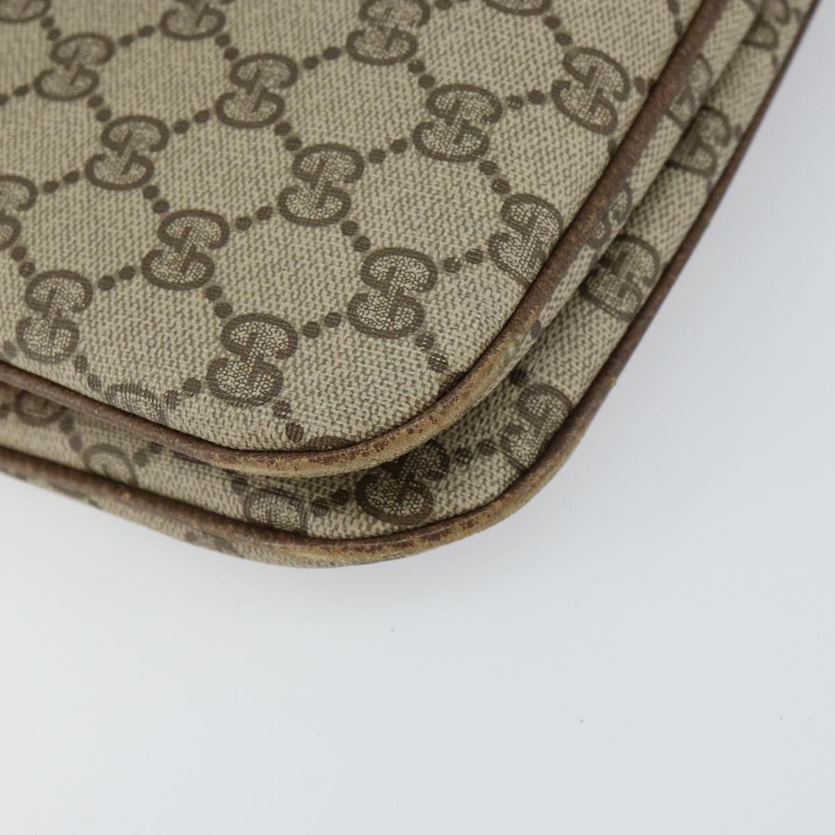 GUCCI GG Supreme Web Sherry Line Shoulder Bag PVC Beige Gold Auth 158405