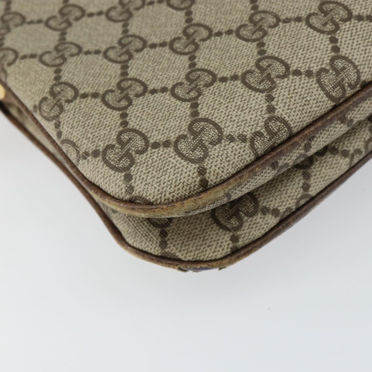 GUCCI GG Supreme Web Sherry Line Shoulder Bag PVC Beige Gold Auth 158405