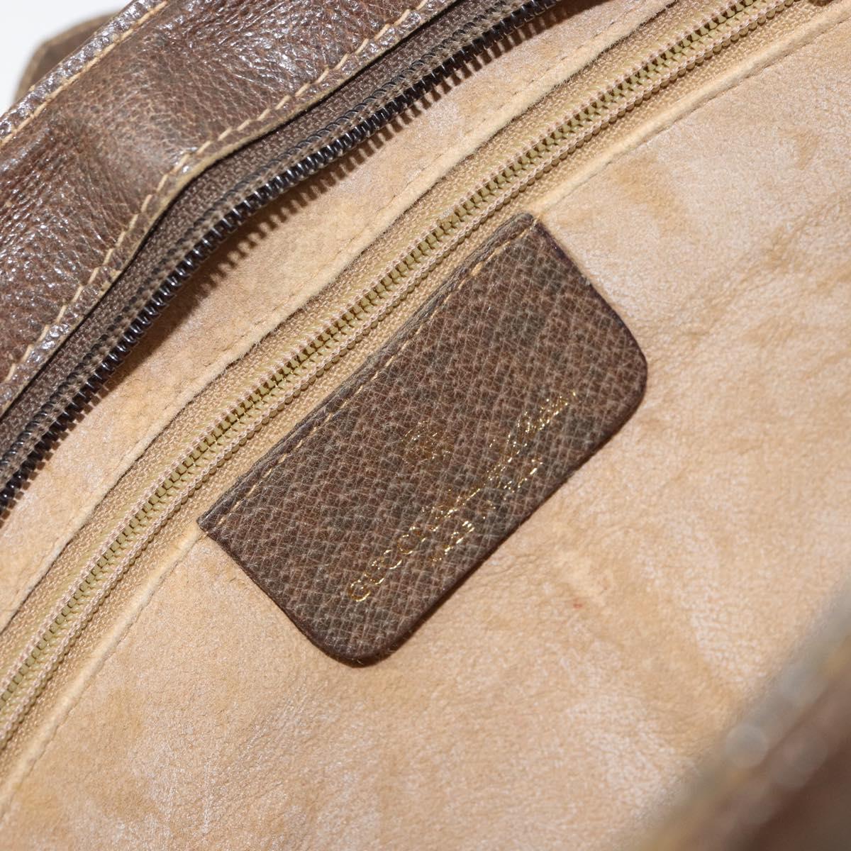 GUCCI GG Supreme Web Sherry Line Shoulder Bag PVC Beige Gold Auth 158405