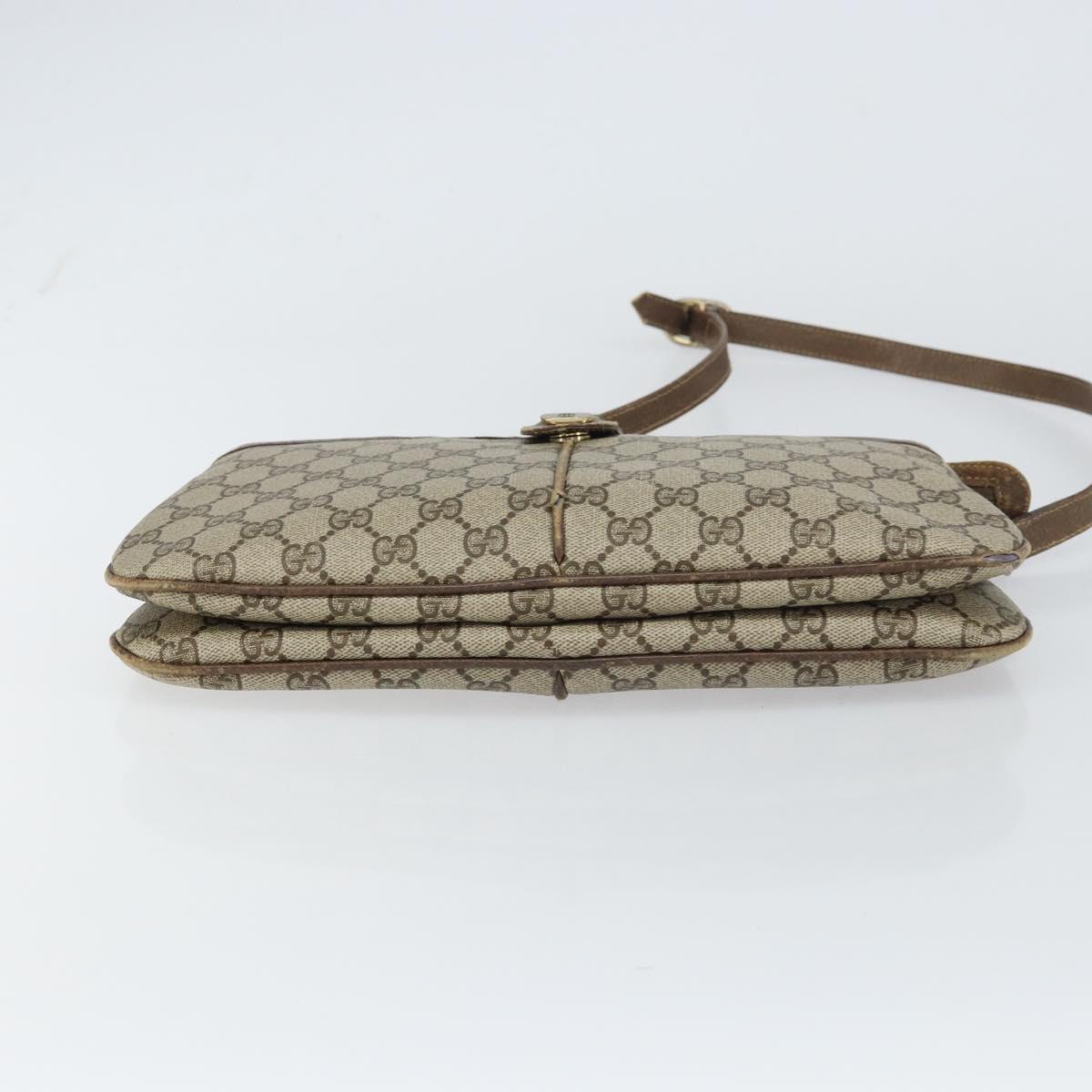 GUCCI GG Supreme Web Sherry Line Shoulder Bag PVC Beige Gold Auth 158405