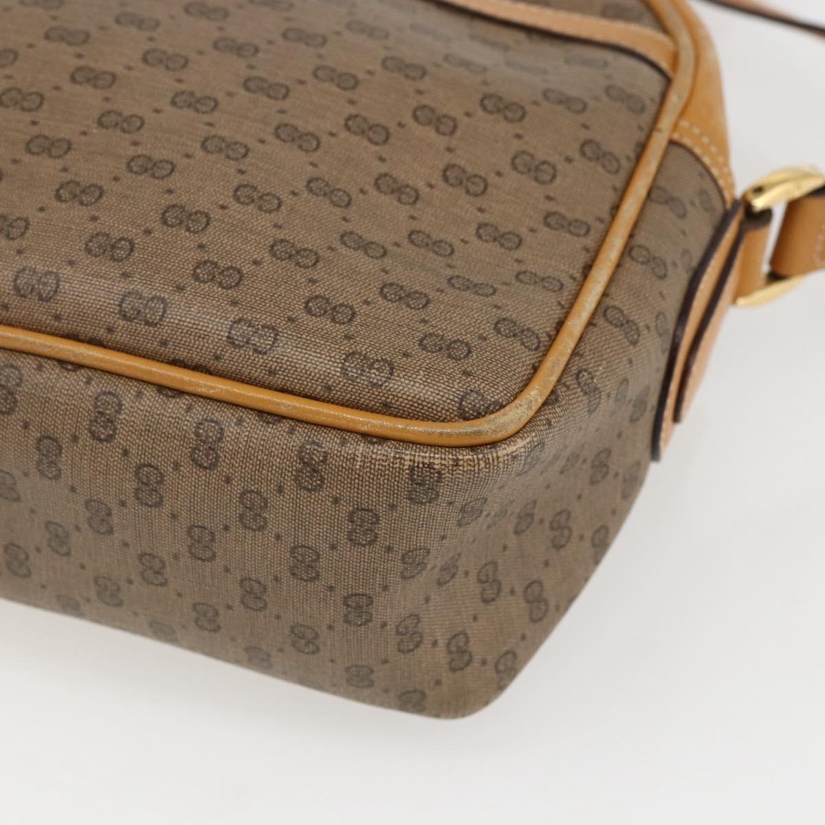 GUCCI Micro GG Supreme Shoulder Bag PVC Beige Gold Auth 158407
