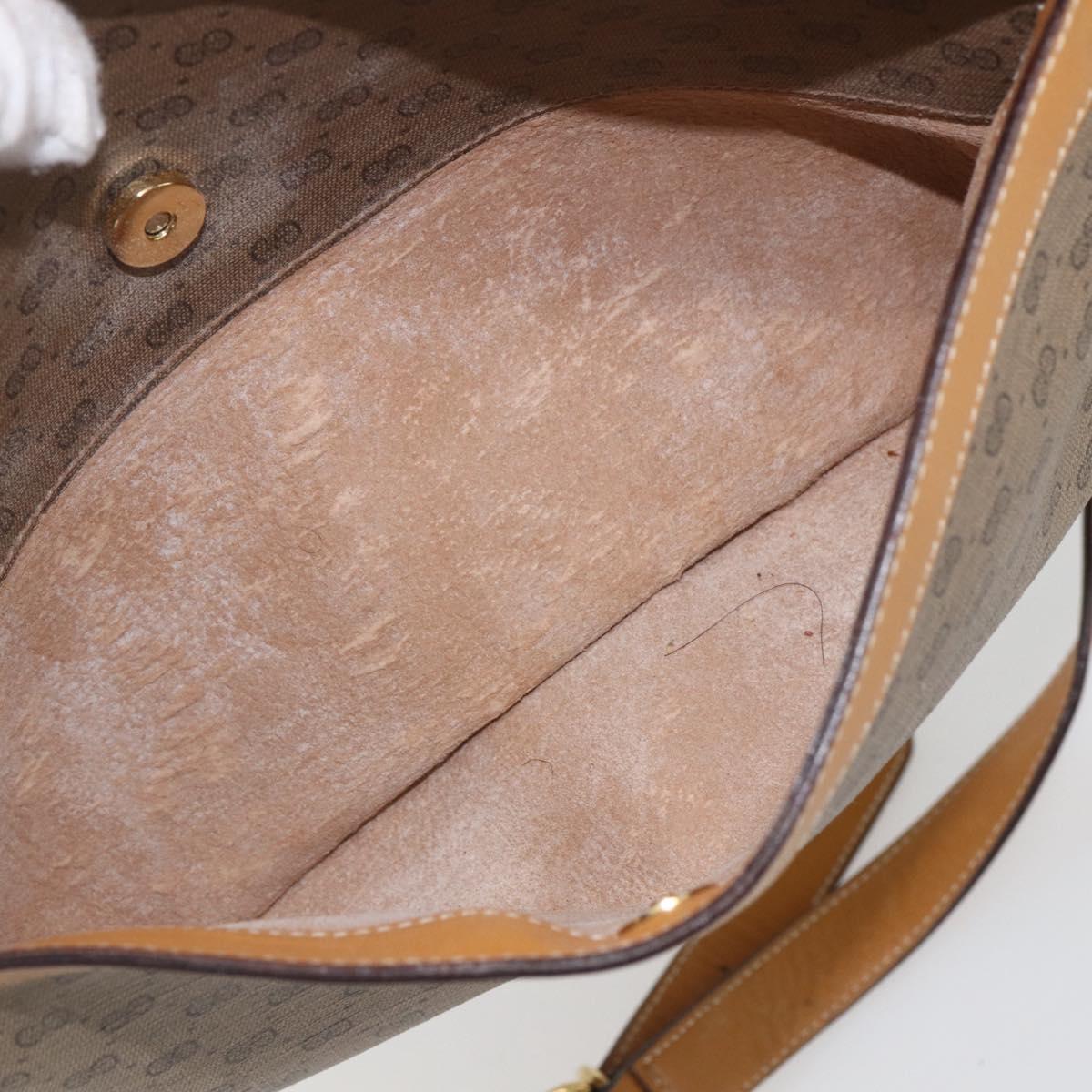 GUCCI Micro GG Supreme Shoulder Bag PVC Beige Gold Auth 158407