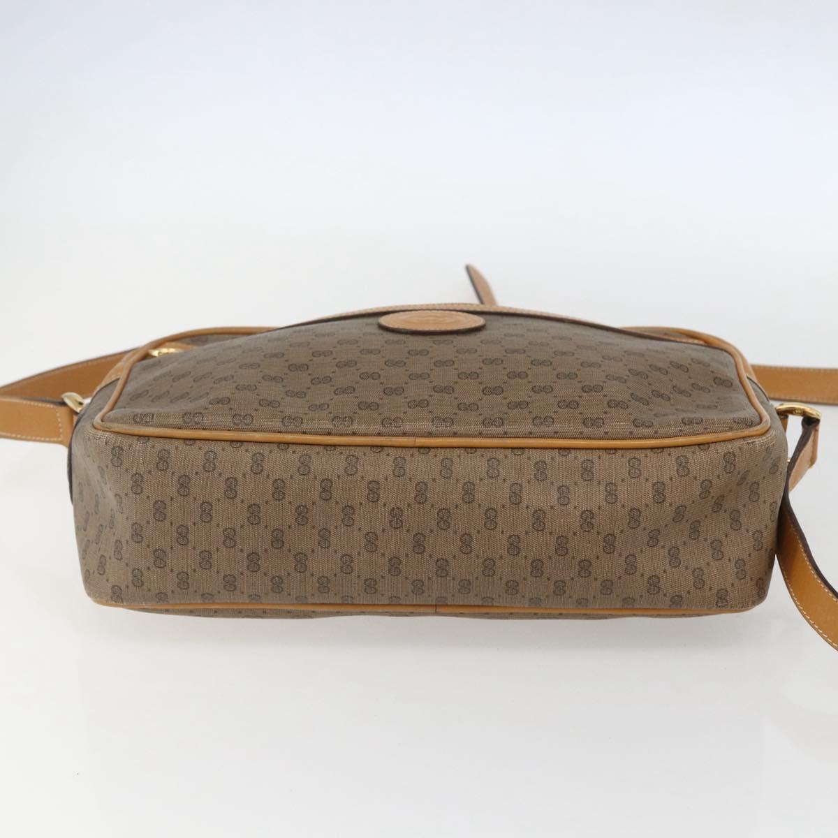 GUCCI Micro GG Supreme Shoulder Bag PVC Beige Gold Auth 158407
