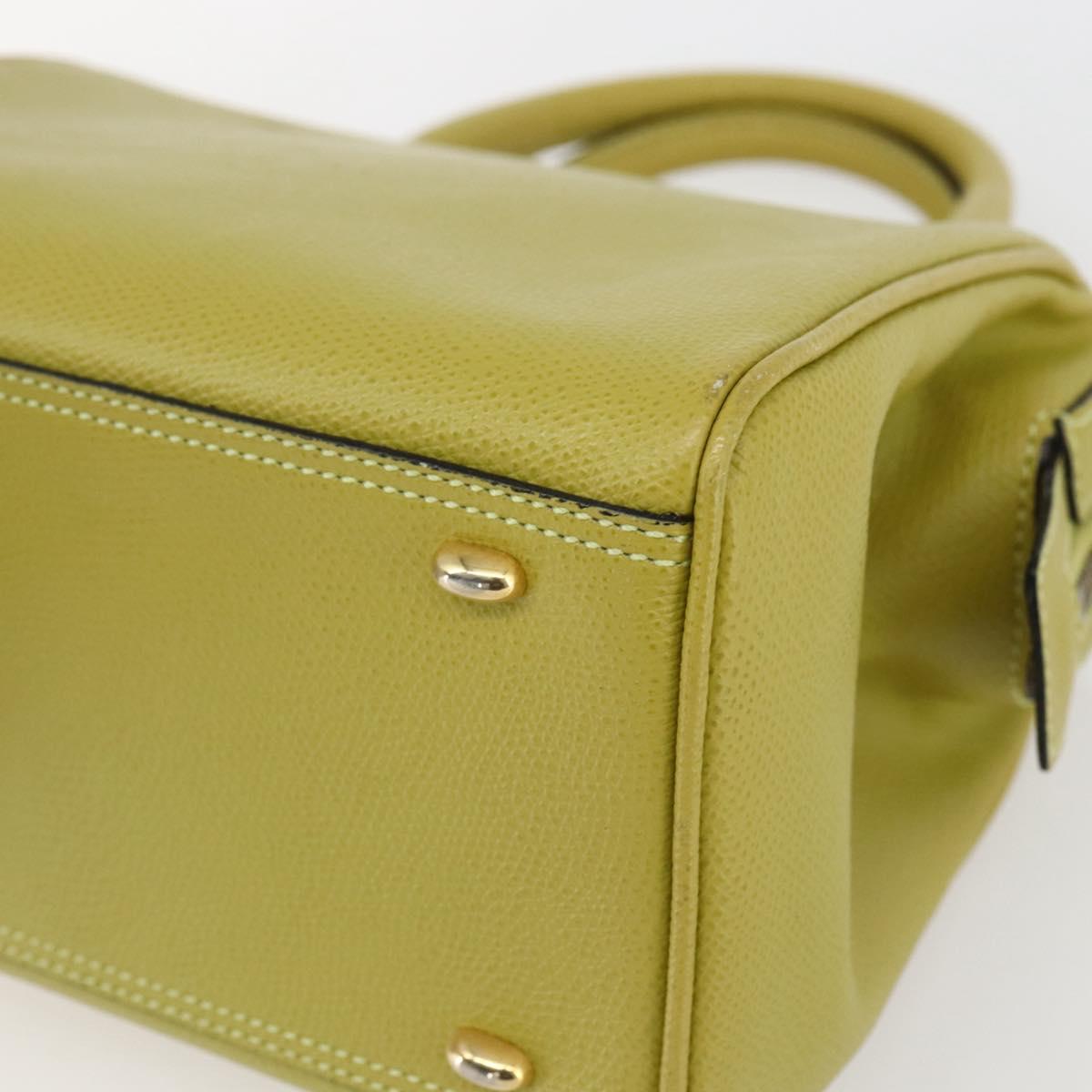 CELINE Hand Bag Leather Yellow Gold Auth 158409