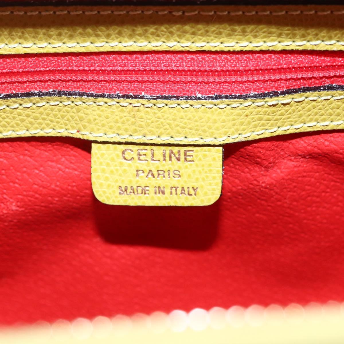 CELINE Hand Bag Leather Yellow Gold Auth 158409
