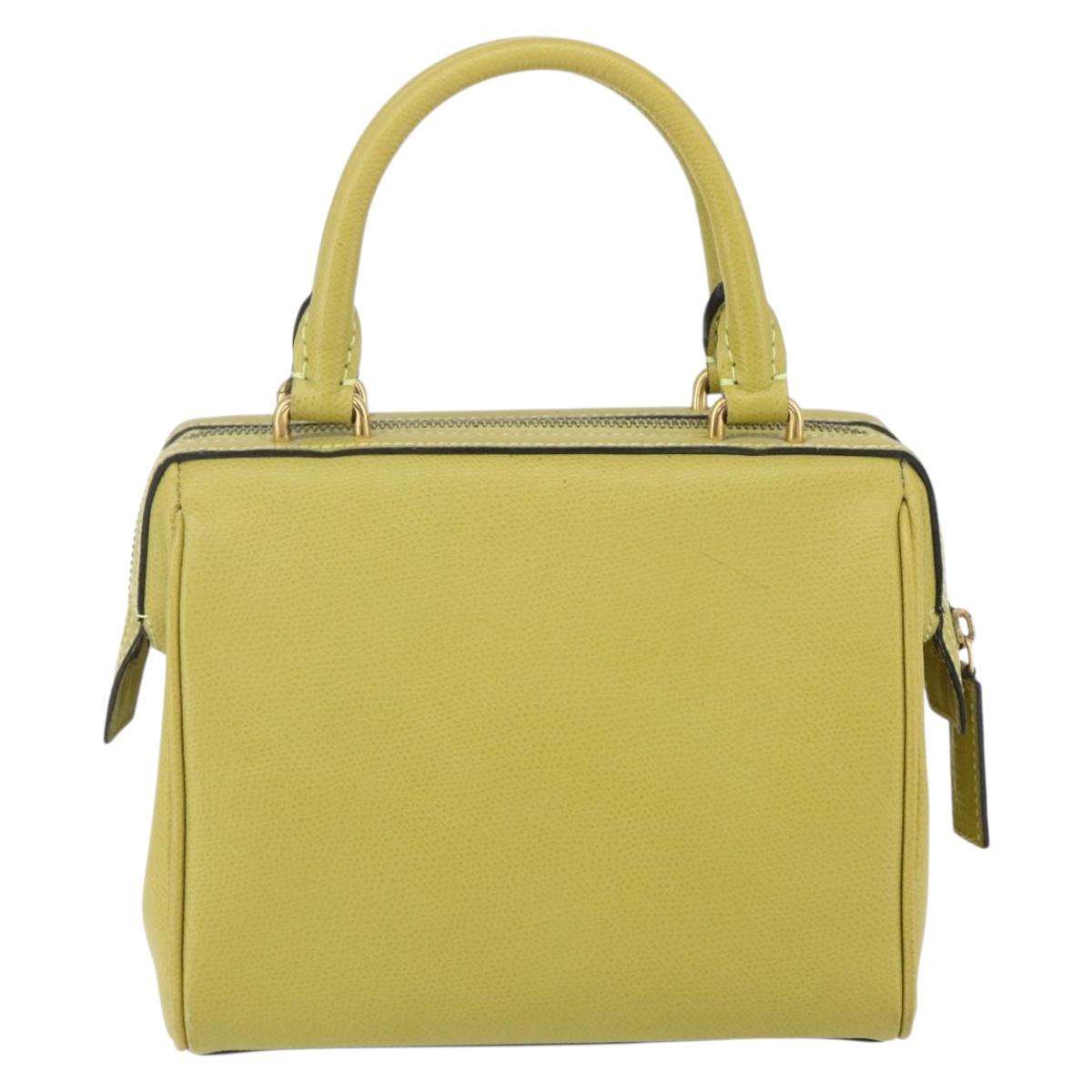 CELINE Hand Bag Leather Yellow Gold Auth 158409