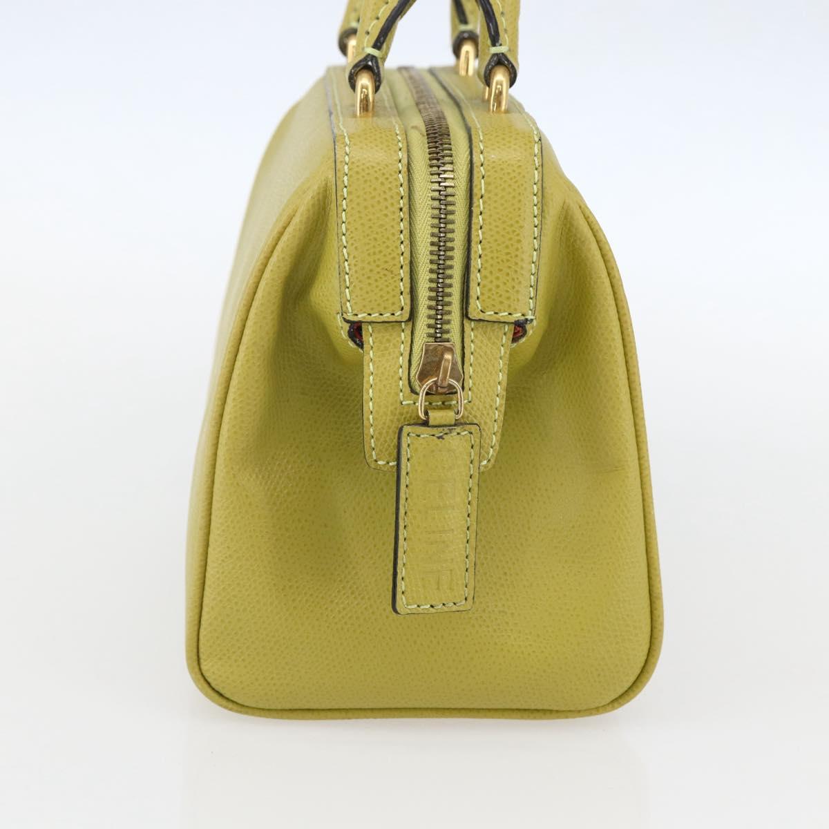 CELINE Hand Bag Leather Yellow Gold Auth 158409