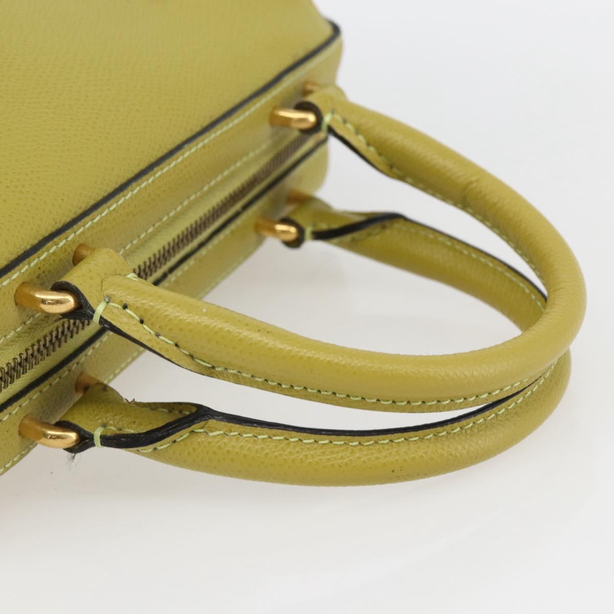 CELINE Hand Bag Leather Yellow Gold Auth 158409